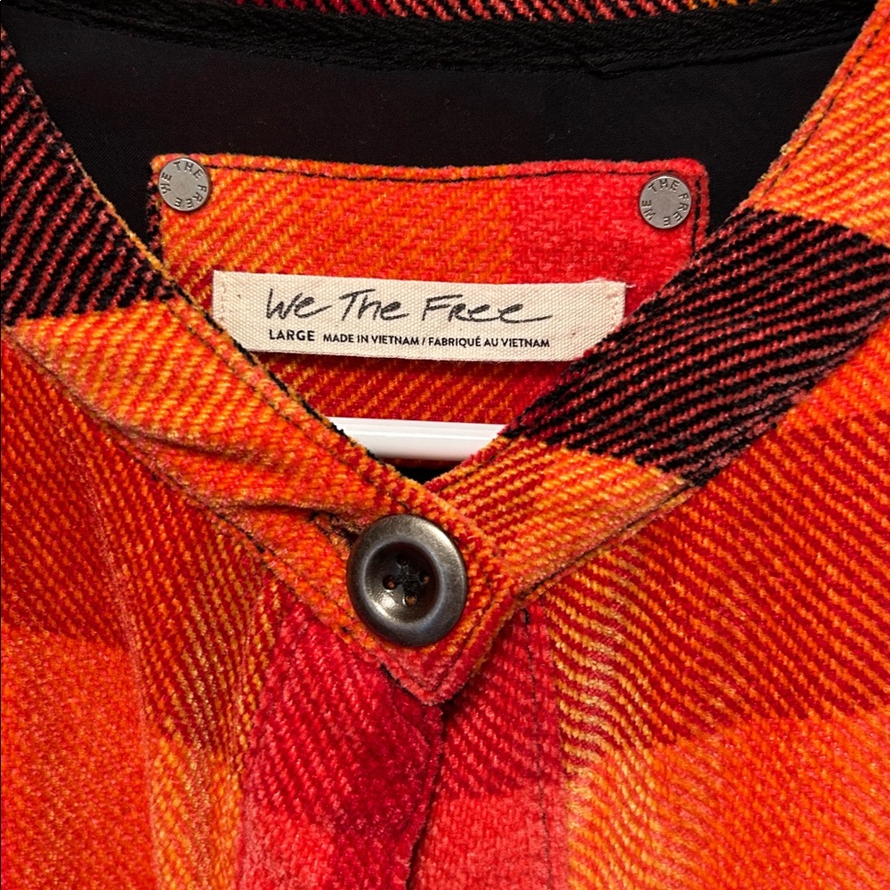 We The Free Orange Plaid Shirt Jacket - Picture 2 of 3